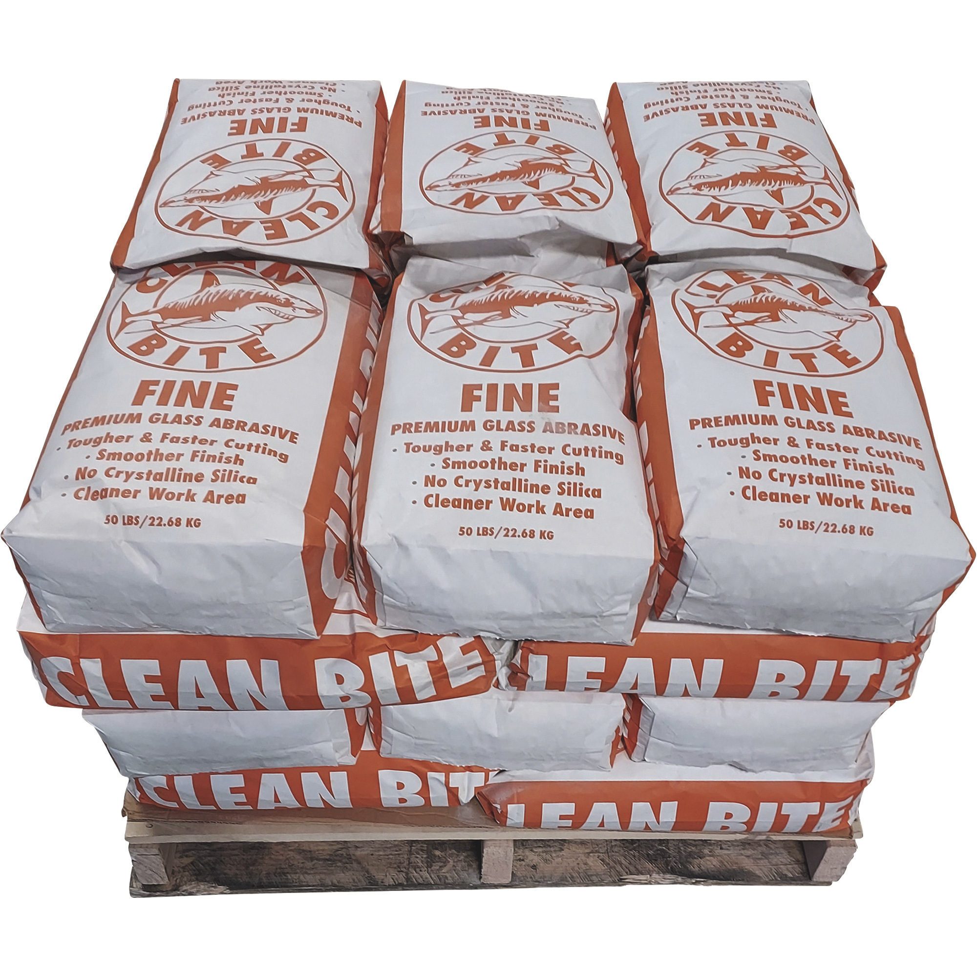 Clean Bite Premium Glass Abrasive Blast Media, (24) 50-Lb. Bags, Fine, Model# FINE-1200
